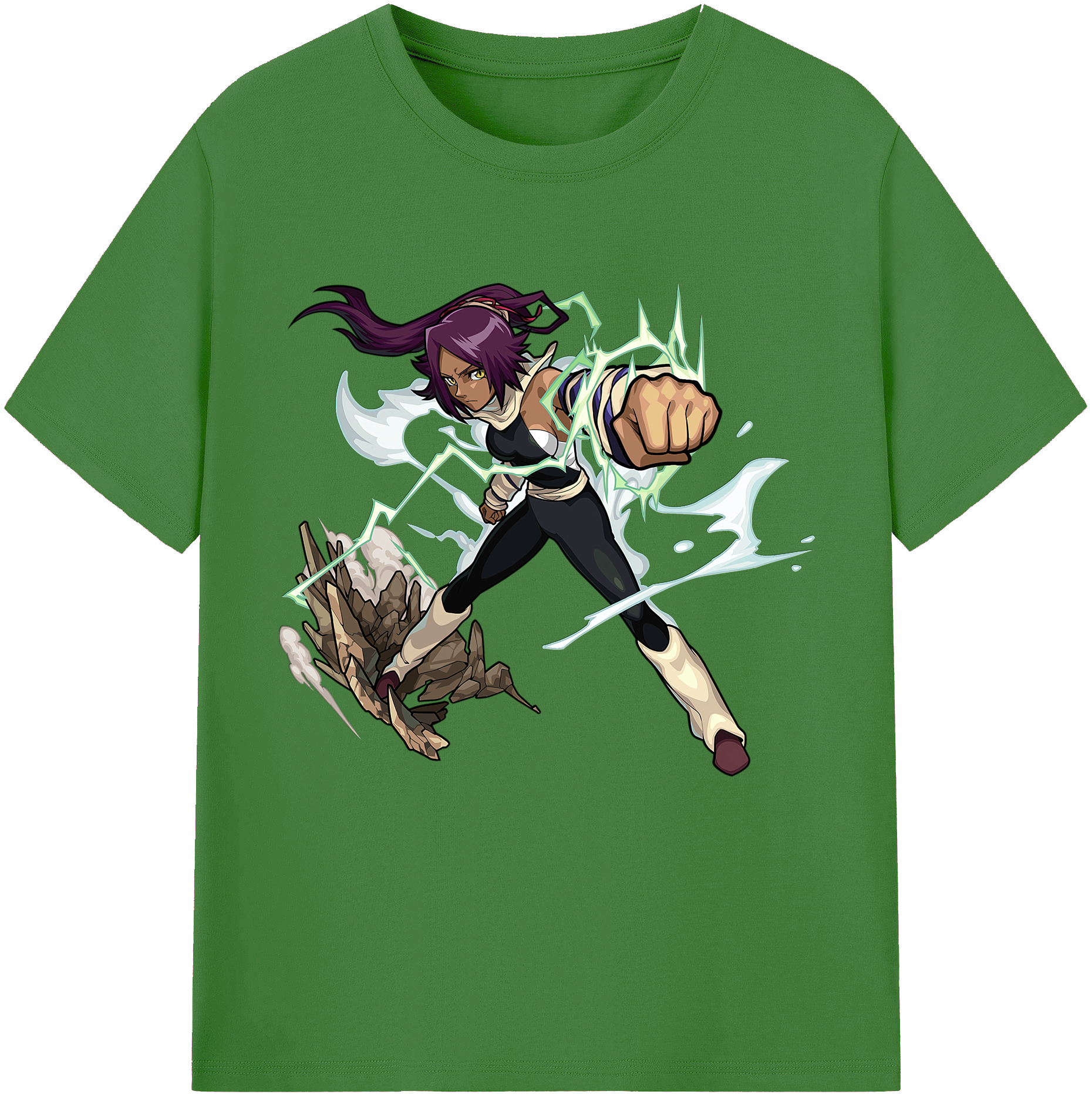 （画像用） ブリーチ 四楓院 夜一（しほういん よるいち） BLEACH Shihouin Yoruichi レディースカジュアルプリントTシャツ（綿100％）
